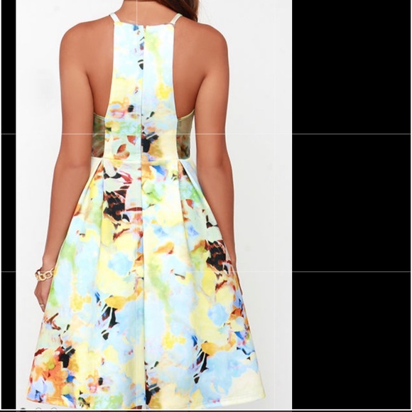 JOA floral women’s wedding fairyYellow Print Midi Dress - Picture 3 of 7